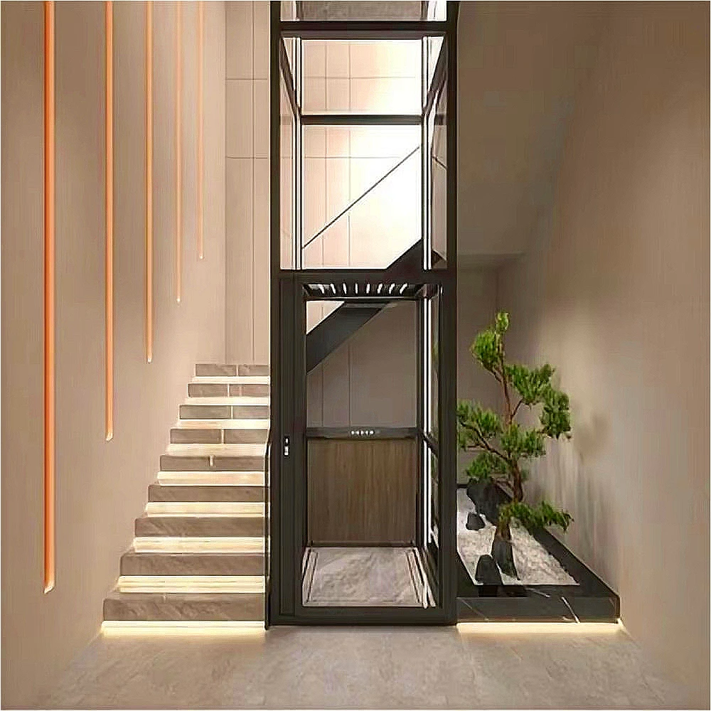 Factory Directly Traction Home Lift 320kg 0.4m/s 3 Floors Automatic Sliding Door Quiet For Modern Villa Residence Home