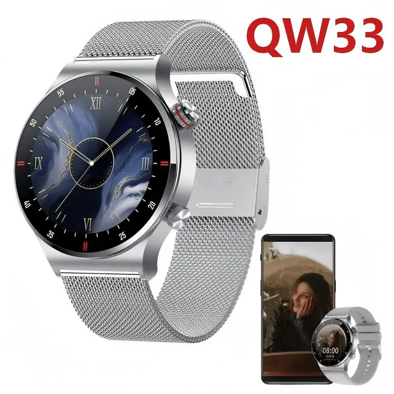 

QW33 Smartwatch Men Women 1.28 Inch HD Screen BT Call Custom Watch Face Multi-sport Modes Heart Rate Monitor Fashion Smart Watch