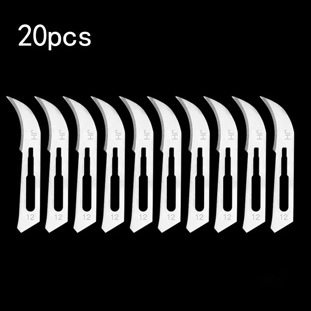 20pcs Blades Stainless Steel Engraving Knife Blades Metal Blade Wood Carving Kni-fe Blade Replacement Surg-ical Craft