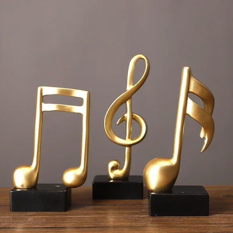 

Musical Note Figurines Home Decoration Resin Golden Sculpture Home Decor Desk Piano Office TV Cabinet Ornaments Souvenirs