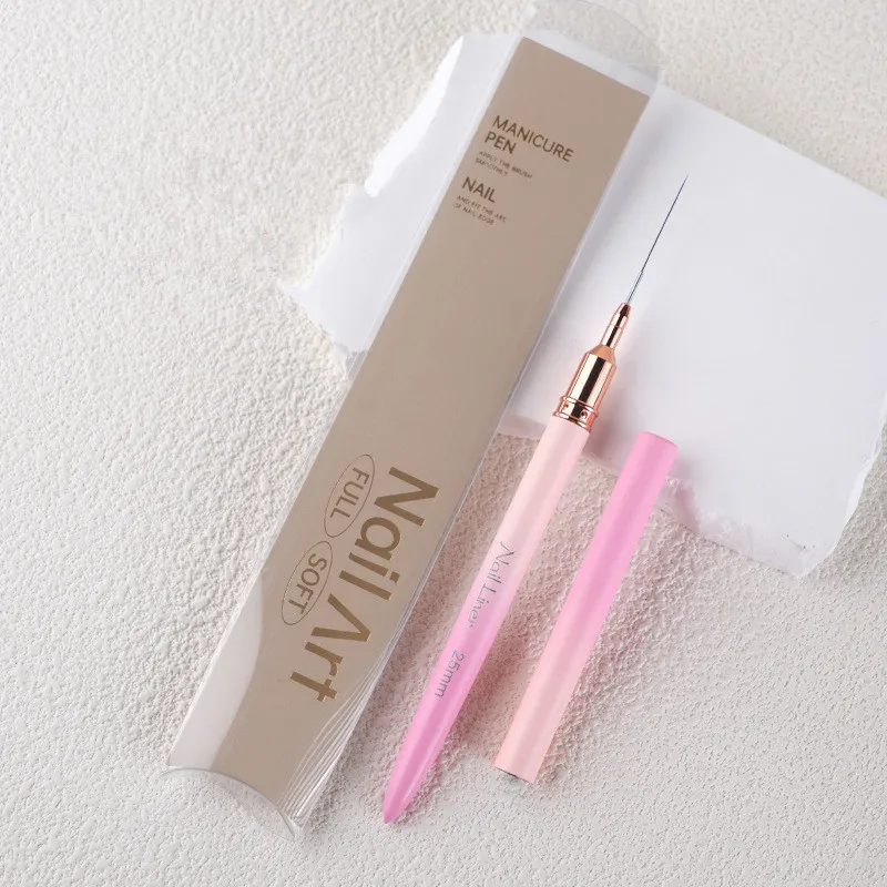 

6/9/12/15/18/25mm Pink Gradient Handle Nail Art Liner Brushes Gel Nail Brush Gel Nail Polish Painting Brush Drawing