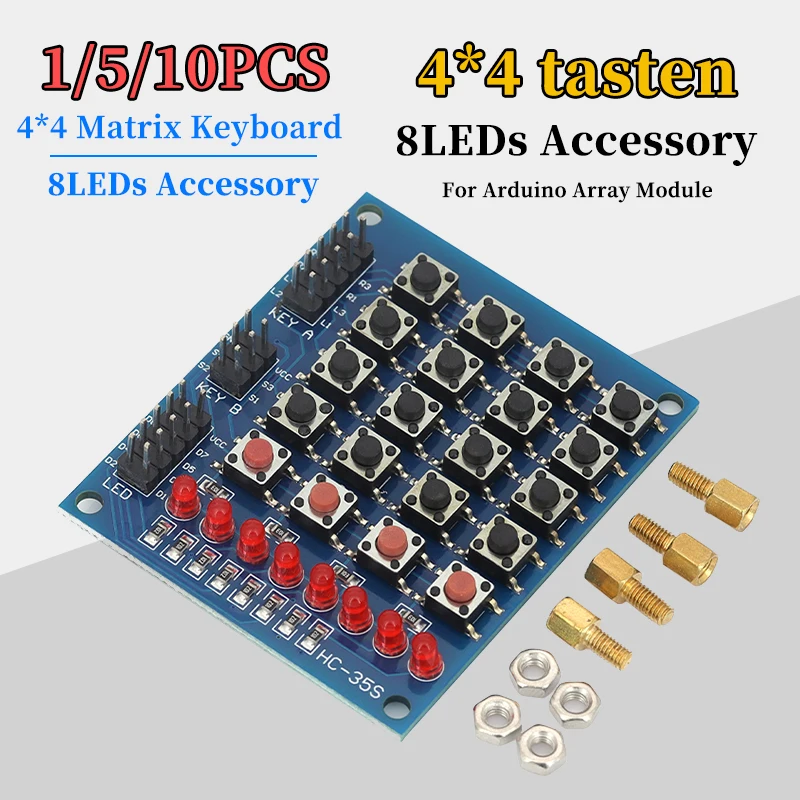 4*4 Matrix Keyboard Module for Arduino 16-Key Push Button Keypad Panel with 8 LED