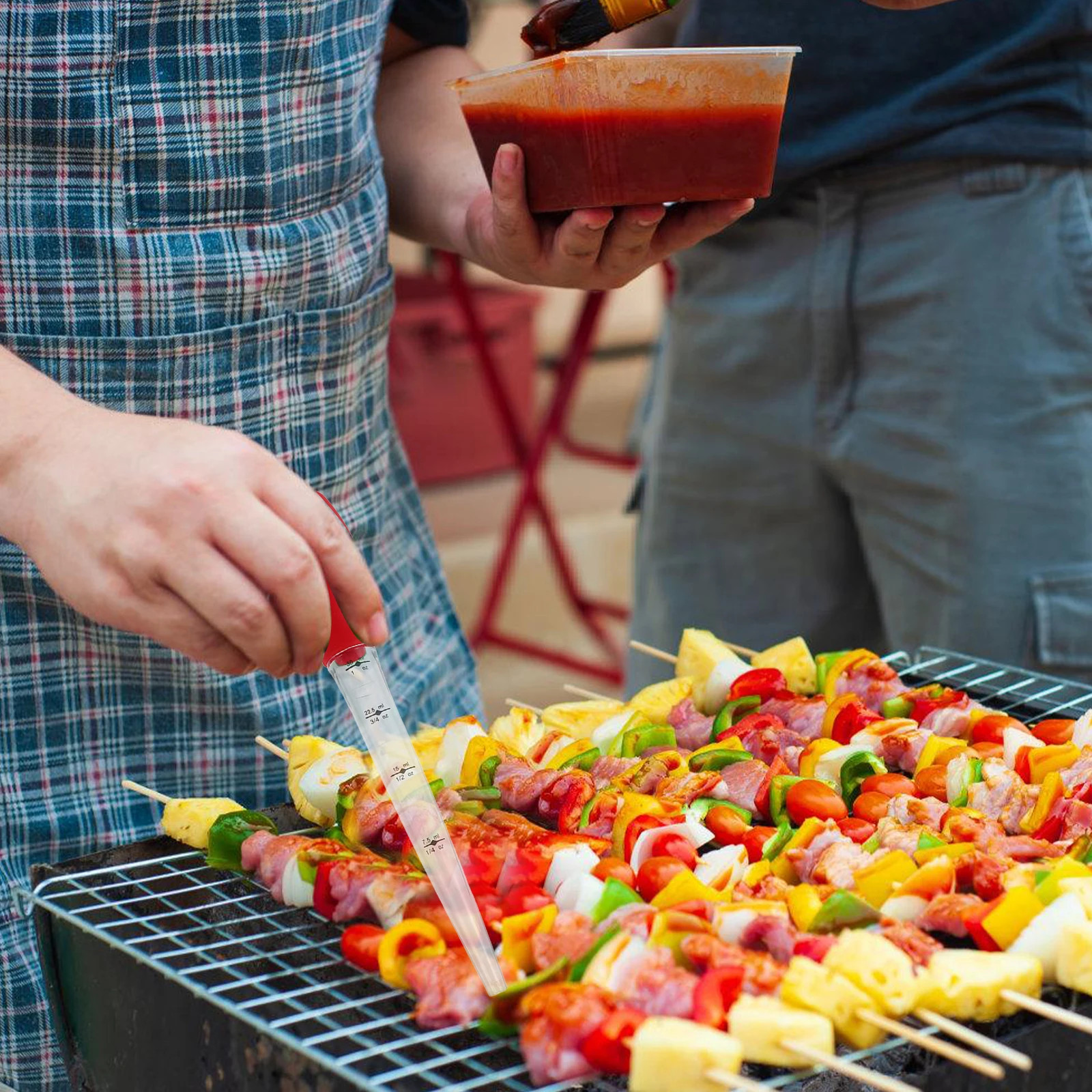 Bastón de Silicona Pequeño para Rociar Salsas con Cepillo de Limpieza Incorporado para Cocinar, Marinar Pollo, Carne de Res, Pescado, Kit de Herramientas para Rociar Líquidos
