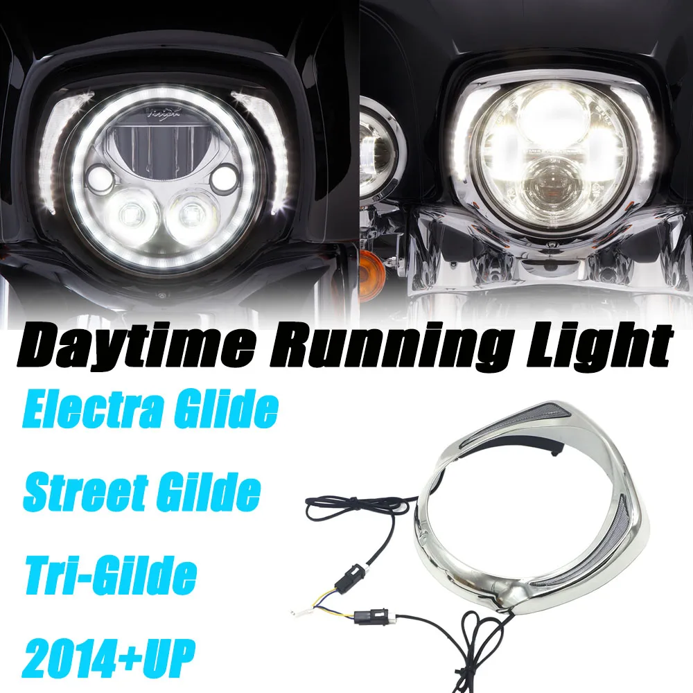 

Для Harley Touring Tri Road King Street Electra Glide Low FLHTCU Ultra Limited хромированная и черная светодиодная рамка для фар