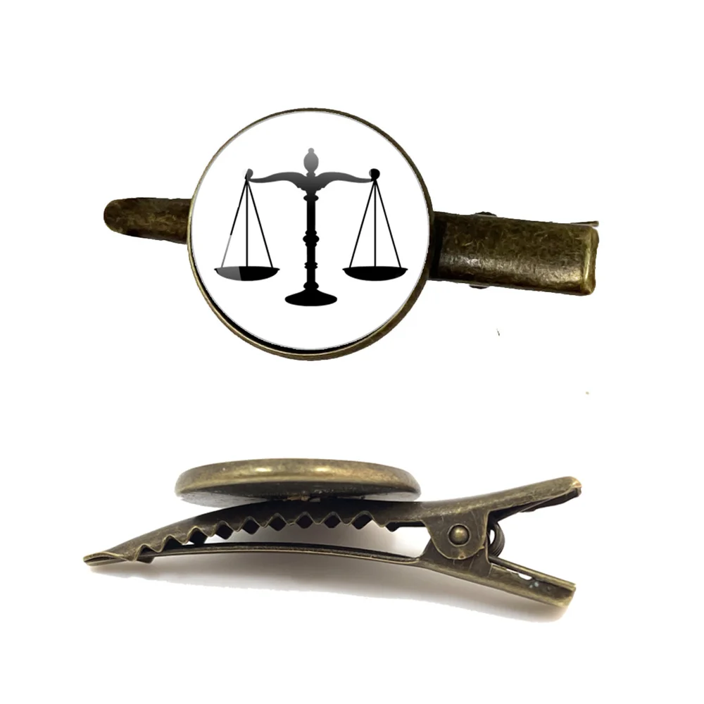 New lawyer Unique Justice Referee Glass Tie Clip Judge Delicate Balanced  Convex Round Fashion Jewelry