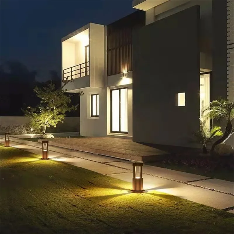 KERWIN Black Outdoor Lawn Lamp Contemporary Light LED Waterproof for Home Villa Path Garden