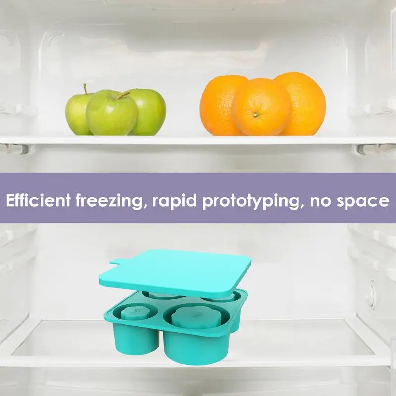 Ice Trays For Freezer Safe Ice Mold With Lid Hollow Cylinder Design Ice Cube Tray 4-Hole Design Easy To Use & Clean Ice Holder