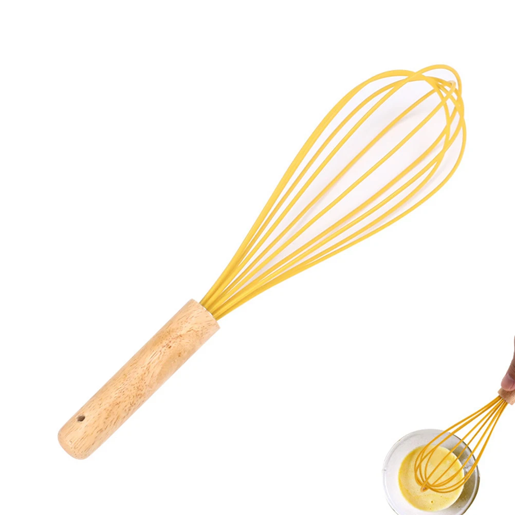 

3pcs Eggbeater Whisk Hand Mixer Bamboo Baking Tools Blender Kitchen Gadgets Food Grade Silicone Handle Easy Cleanup