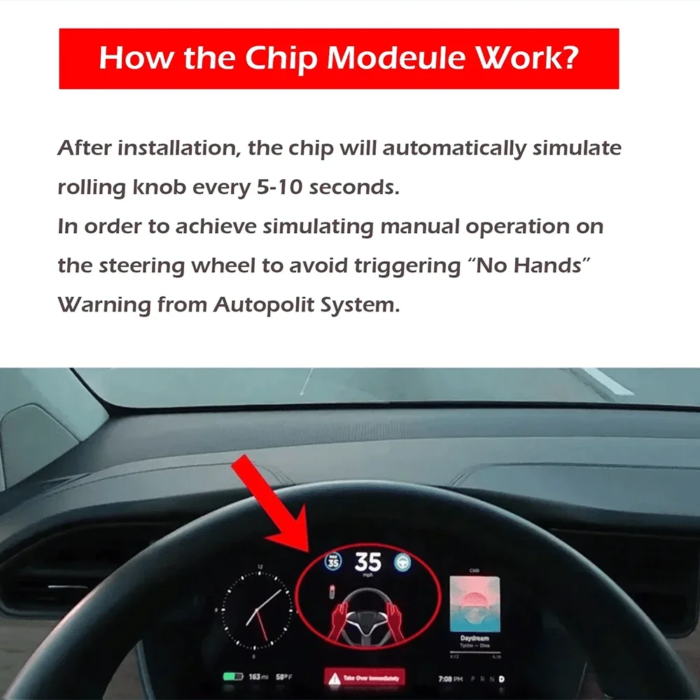 For Tesla Model Y Model 3 2017-2023 FSD AP Assist Auxiliary Chip Autopilot Nag Elimination Module Steering Wheel Module