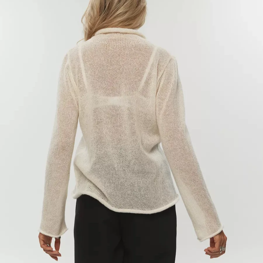 2025 Autumn New Women's Hollow-out Sweater Ins Style Soft and Loose Knitted Long-sleeve Overgarment - Image 3