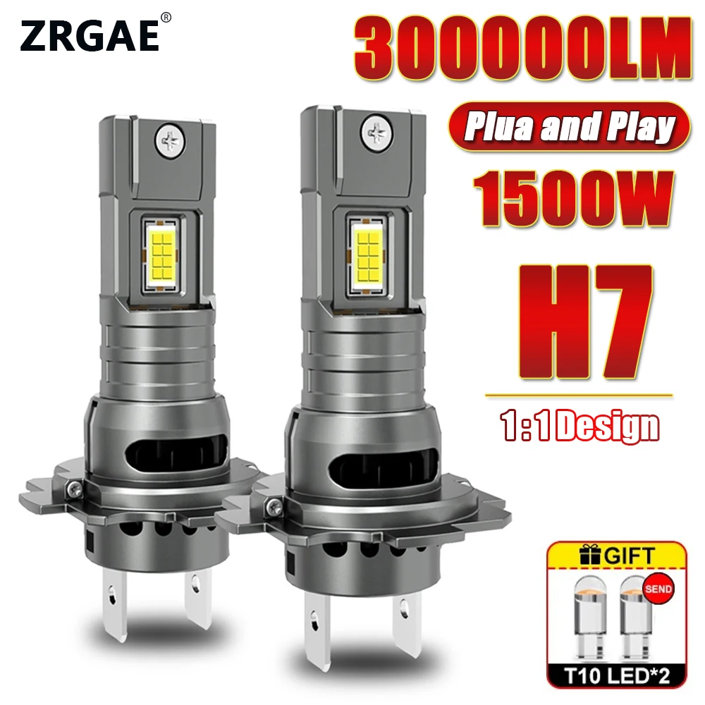 

2pc H7 LED Car Headlight CANBUS Turbo Light 1500W 1:1 Mini Size Bulbs With Fan Wireless LED Auto Lamp 7035 CSP Chips 6000K White