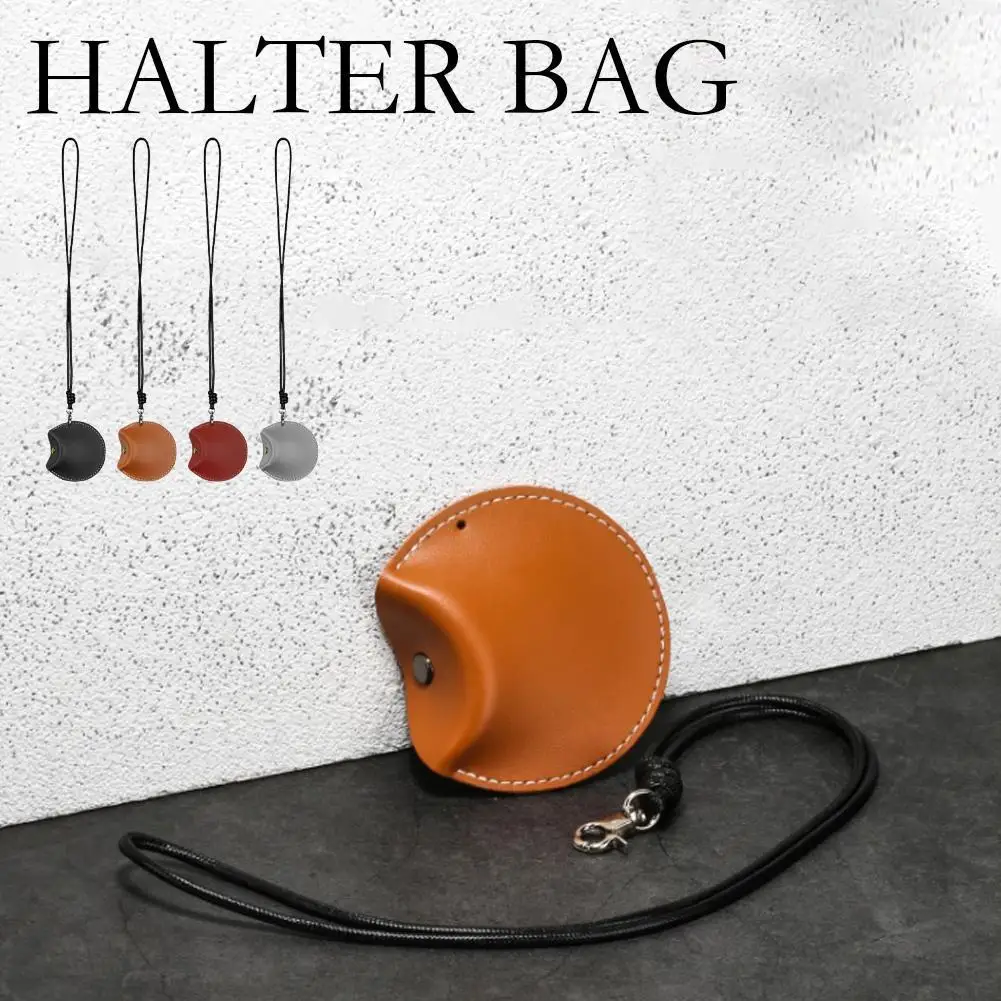 Fashion Earphone Storage Bag with Long Strap Luxury PU Leather Headphone Case Outdoor Fishing Hiking Travel Jogging Accessories