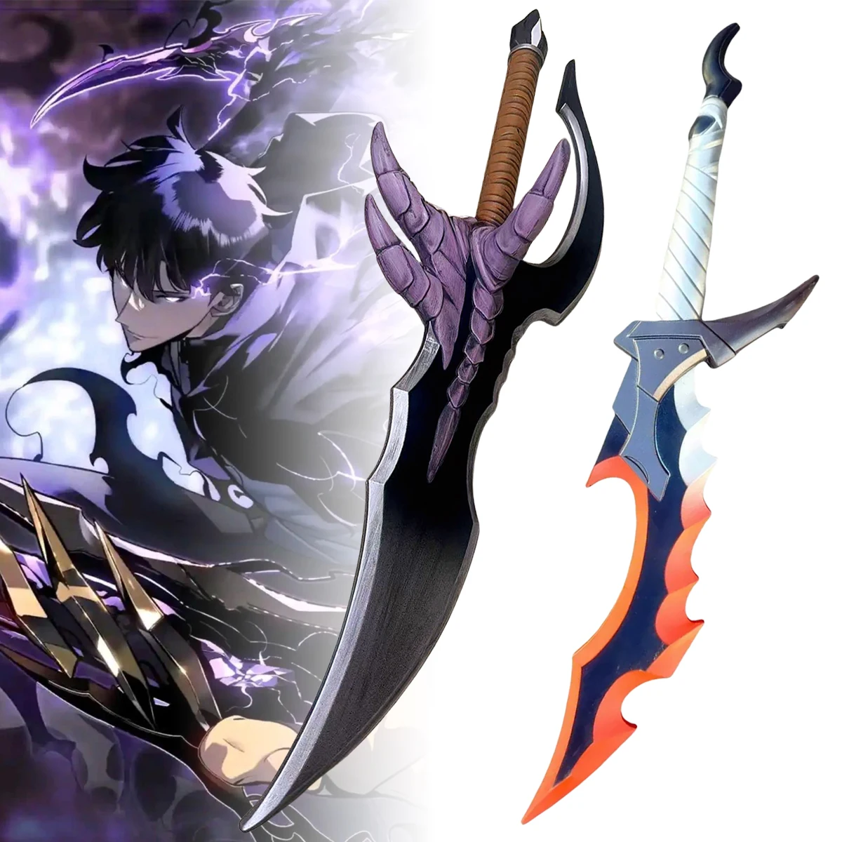 PU Xiaoyu Cheng Katana Sword Anime Solo Arise Leveling Cosplay Prop Dagger Ninja Knife Real Japanese Katana Samurai Sabre Toy