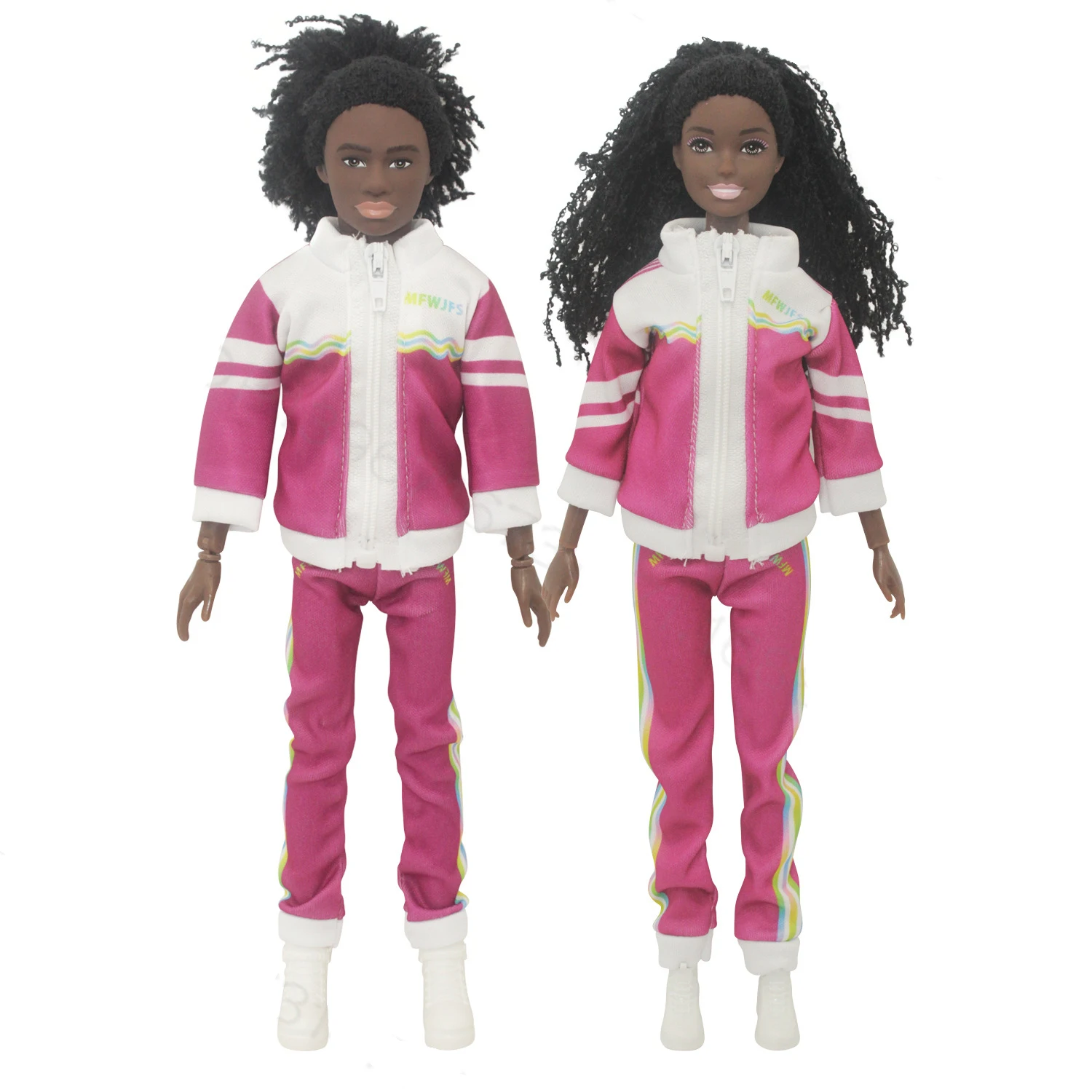 30cm Black African Couple Doll Joints Movable Chocolate Skin Dirty Braids 1/6 African Doll Sports Sets Kids Play House Toy Gifts