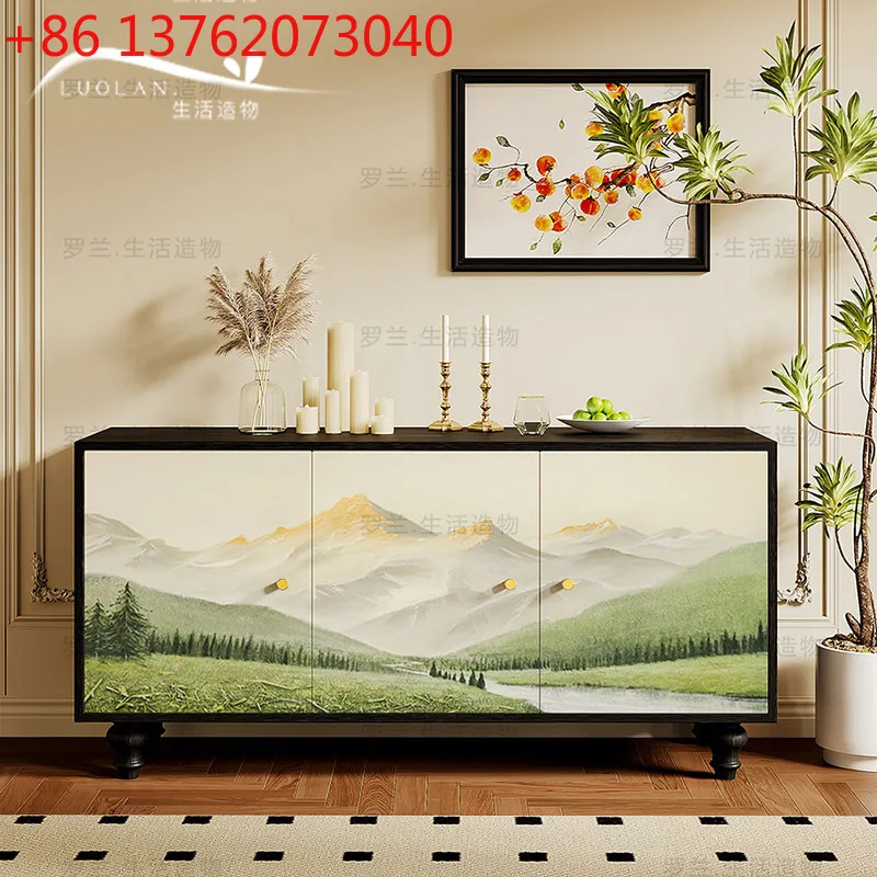 

Nordic cream style solid wood household dining side cabinet against the wall living room storage storage integrated cabinet