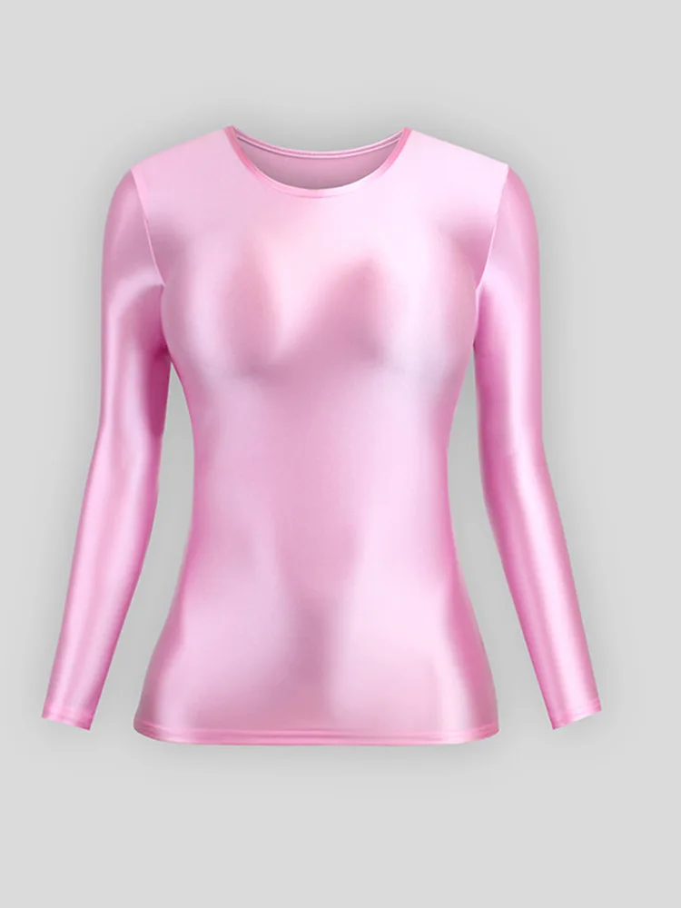 Yoga Outfit Dancewear Elastic Glossy Silky Base Dance Top Women Long Sleeve Top Gymnastics Leotards for Girls Dance Costume