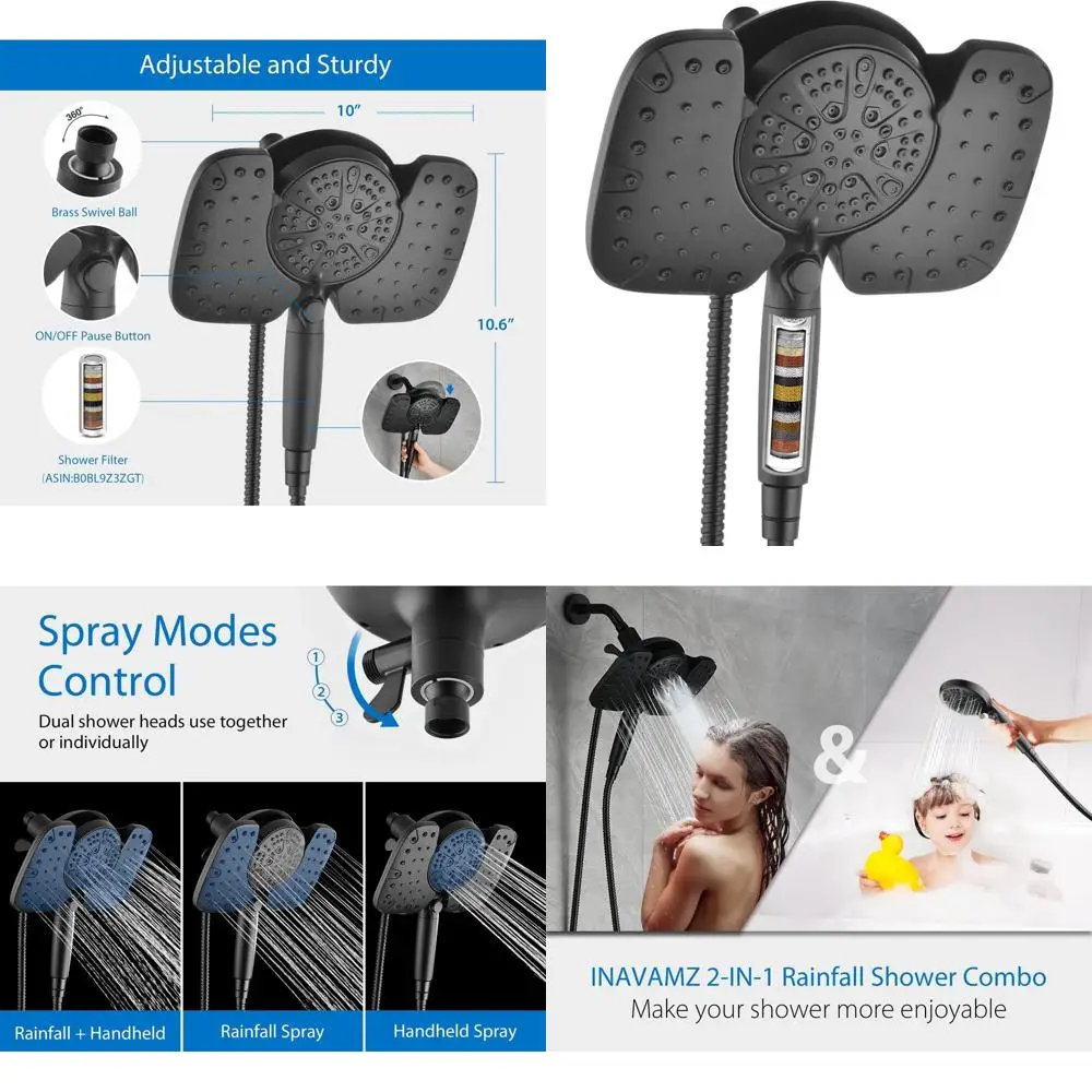 

10 Rainfall Shower with 2.5 GPM, Detachable 9-Setting Handheld, 15-Stage Filter