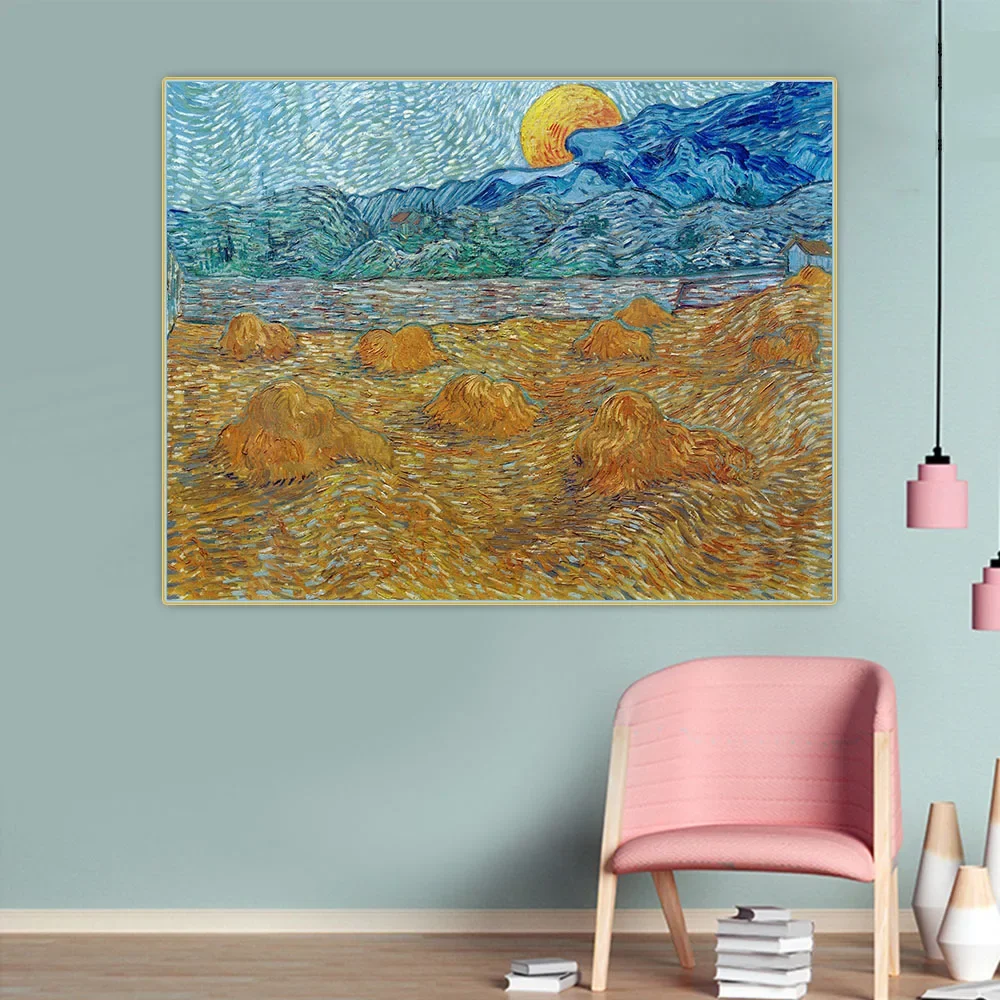 

Van Gogh " Evening Landscape With Rising Moon " Canvas Art Oil Painting Art Aesthetic Picture Wall Hanging Decor Home Decoration