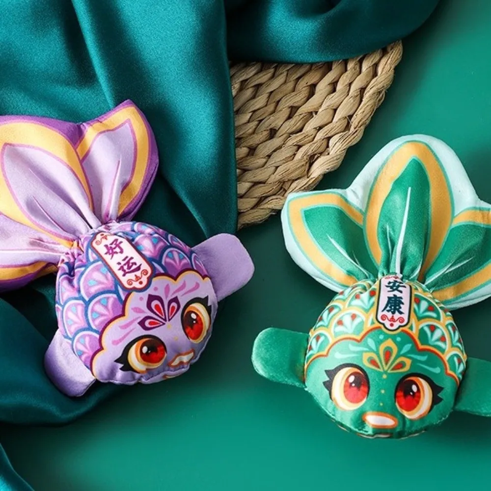 Cute Chinese Style Cartoon Koi Sachet Bag Embroidery Ancient Good Luck Pouch Hanging Handmade Drawstring Bag Car Interior