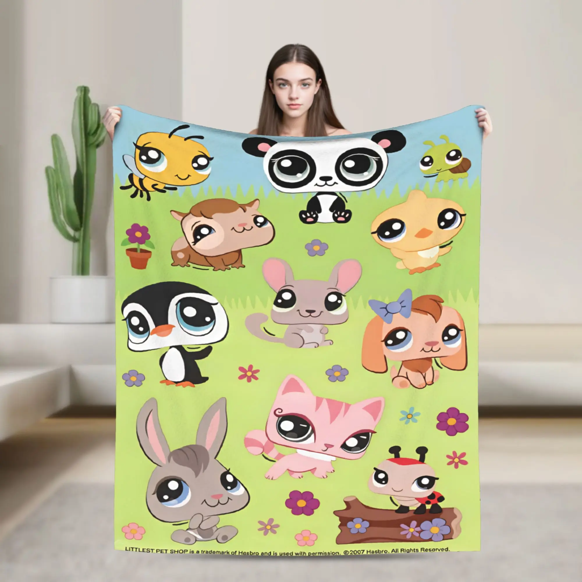 Littlest Pet Cute Warm Soft Blankets  Child Plush Throw Blanket Novelty Couch Chair Flannel Bedspread Sofa Bed Cover