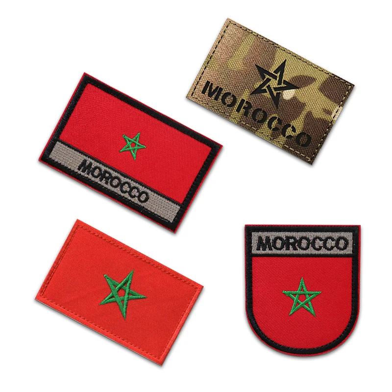 MOROCCO Flag Armband Embroidered IR Patch Hook & Loop Embroidery Badge Cloth Stripe