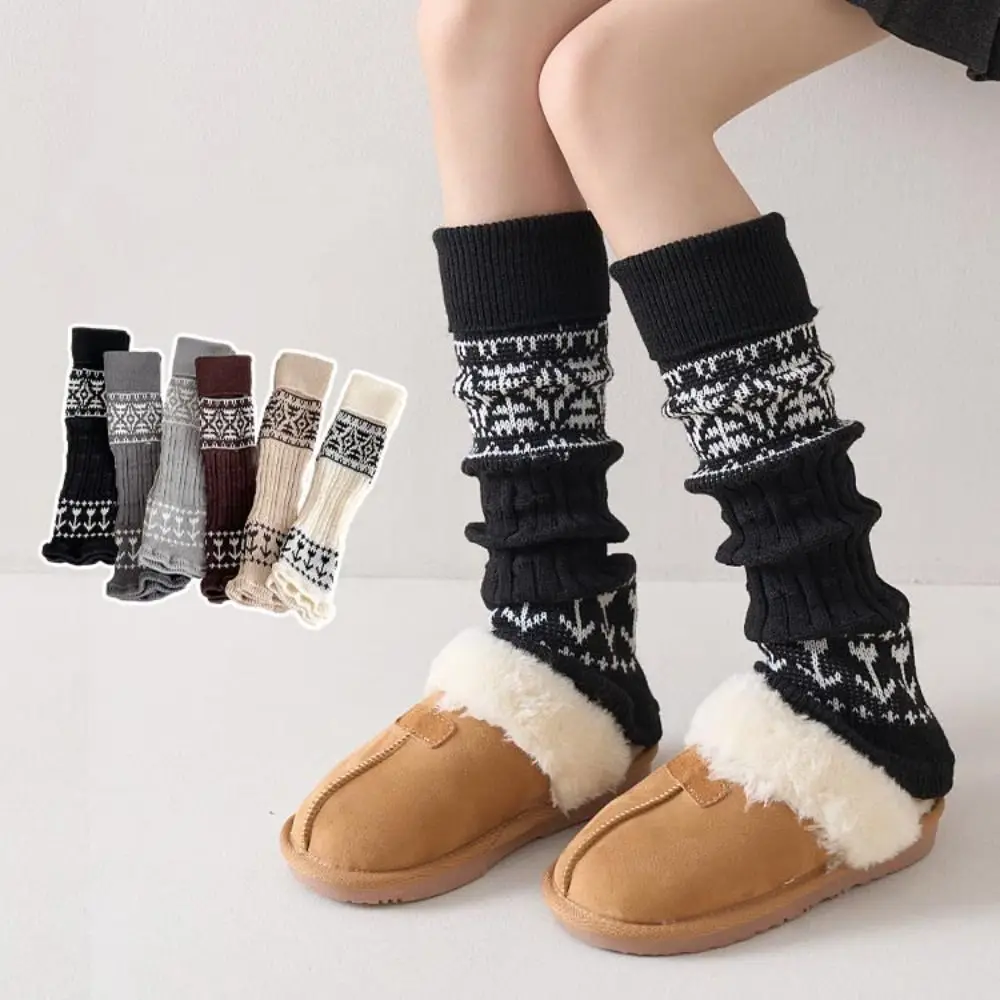 

Модные детские гетры в стиле Харадзюку, однотонные вязаные носки в стиле Sweet Fair Isle, кавайные повседневные вязаные чехлы для ног для девочек