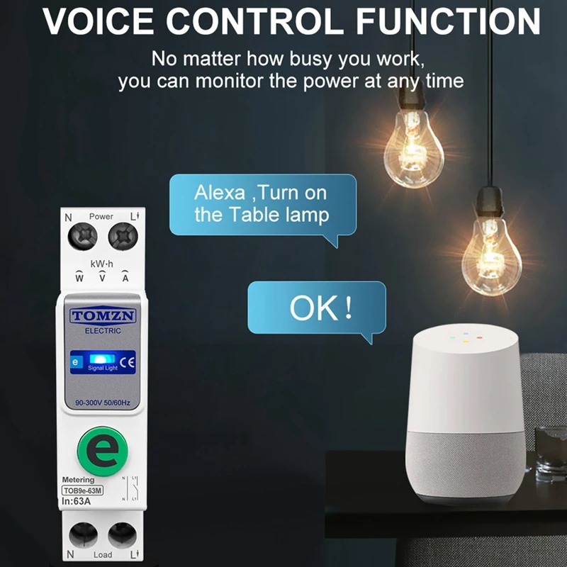 Imagem -06 - Tomzn-medidor de Energia Inteligente Ewelink Monitoramento de Medição Disjuntor Relé Temporizador Wifi Kwh Casa Tob9 63m 110v 220v