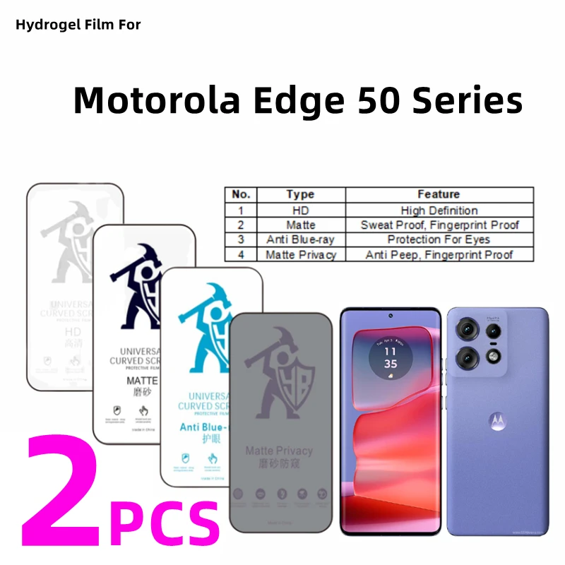 2pcs HD Hydrogel Film For Motorola Edge 50 Neo/50pro Matte Screen Protector For Moto Edge 50ultra 50Fusion Eye Care Anti Spy