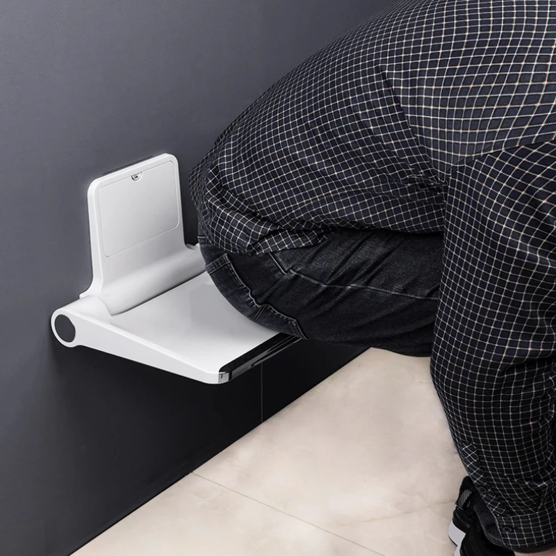 ‌Premium Foldable Wall-Mounted Bath Chair, Space-Saving Concealed Shower Stool, Non-Slip Wet Room Seat with Storage