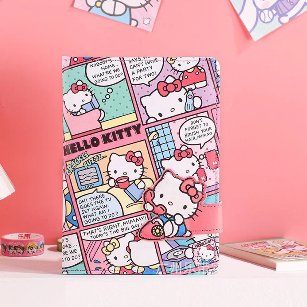 Sanrio Hello Kitty Notebook B6 Anime Journal Magnetic Clasp Book Cartoon Cute Leather Surface Writing Paper Notepads Girls Gift