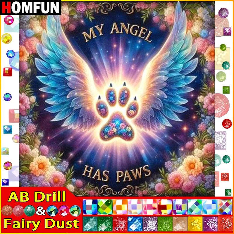 

HOMFUN Fairy Dust AB Алмазная вышивка DIY Набор для алмазной живописи "Пейзаж Крыло Цветок" 5D Рукоделие Алмазное украшение дома