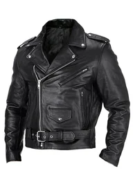 Chaqueta de cuero de PU para hombre, abrigo ajustado con cuello levantado, antiviento, solapa de motocicleta, cremallera Diagonal, a la moda, 2023