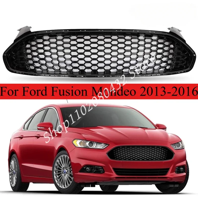 Car Front Upper Honeycomb Grilles Vent Grille For Ford Fusion Mondeo 2013-2016 Front Hood Bumper Grille Racing Grill