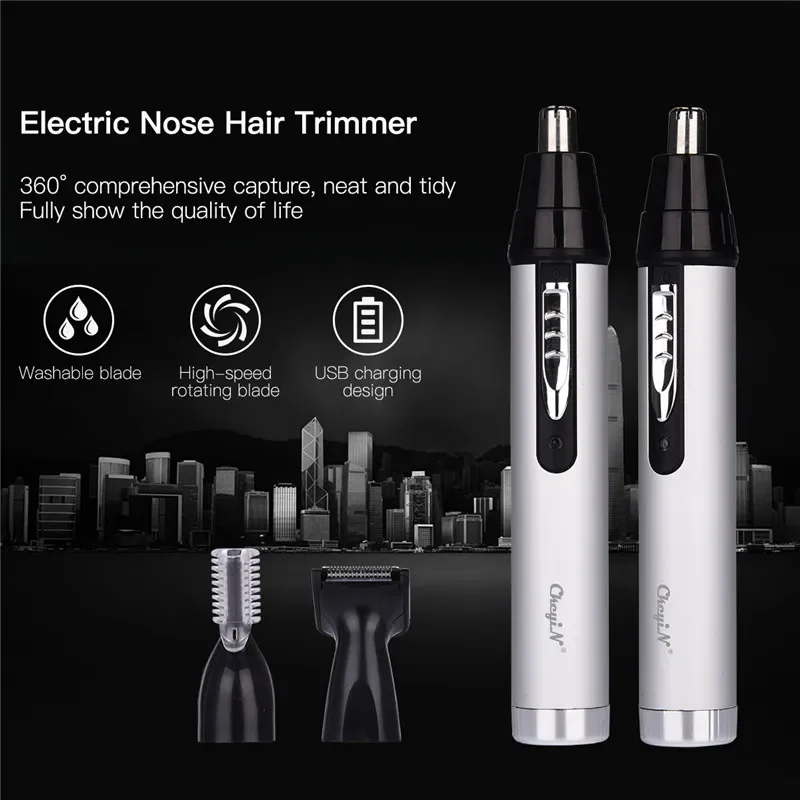 3 In 1 USB Rechargeable Nose Hair Trimmer Eyebrow Clipper Face Shaver - Safe Blade