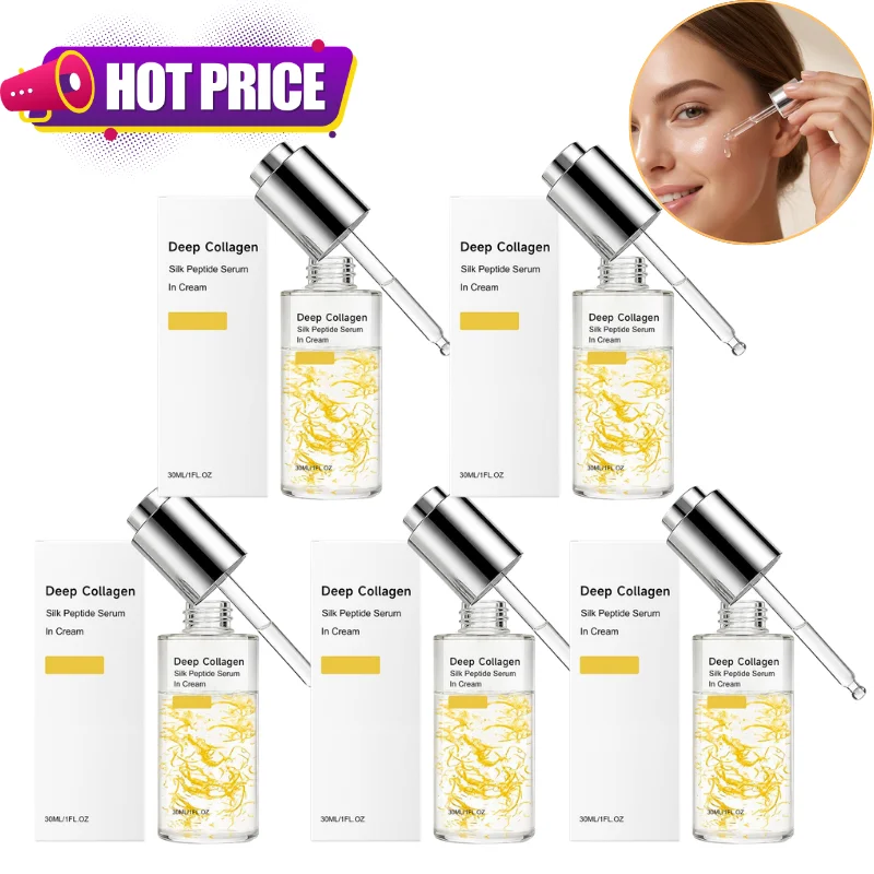 Collagen Silk Peptide Facial Serum Deep Moisturizing Anti Aging Smooth Fine Lines Brighten Radiant Skin Care Liquid 30ml