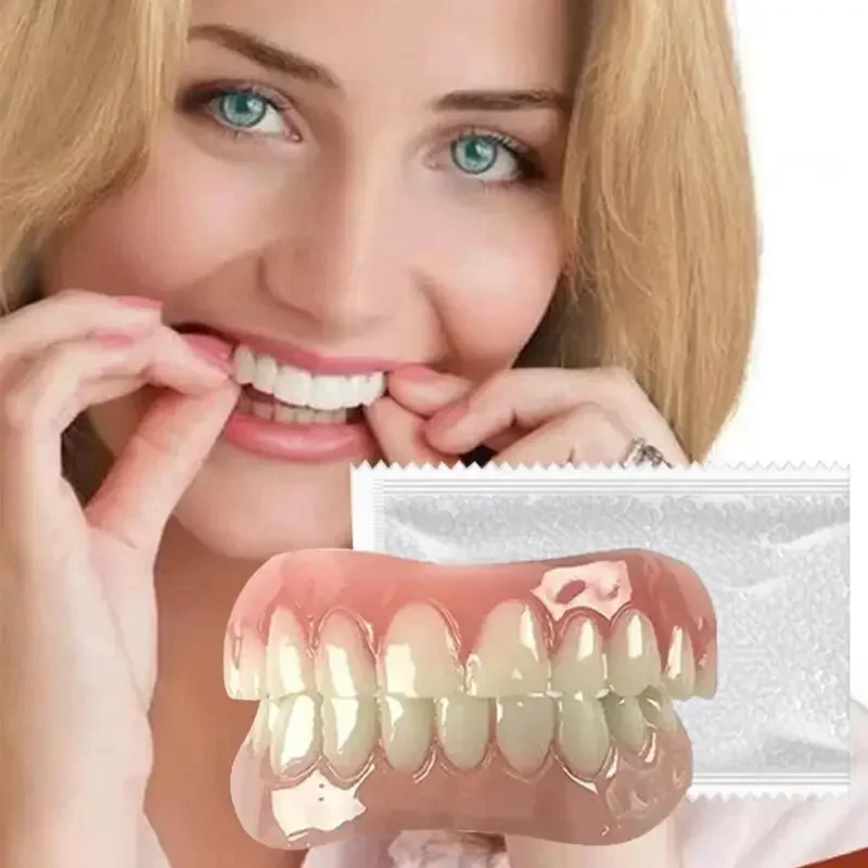 طقم أسنان من السيليكون، بطانات سيليكون، طقم ناعم، طقم أسنان ناعم، مجموعة علوية وسفلية، سهلة الاستخدام للعناية بالأسنان