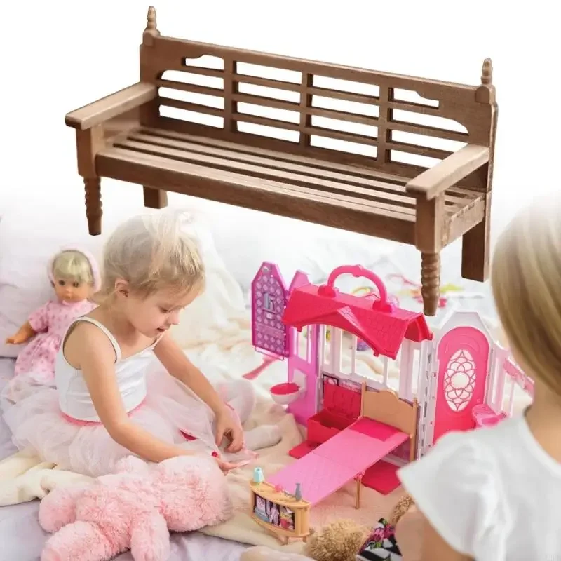 

Wooden Dollhouses Chair 1/12 Miniature Park Decoration For Model Garden Train Station Layouts Craft Project Scene Decors 15UB