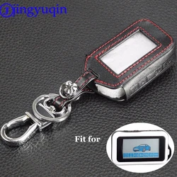 jingyuqin 4 Buttons Remote Leather Key Cover Case Key Chain For Starline E60 E61 E62 E90 E91 2 Way Car Alarm System Remote