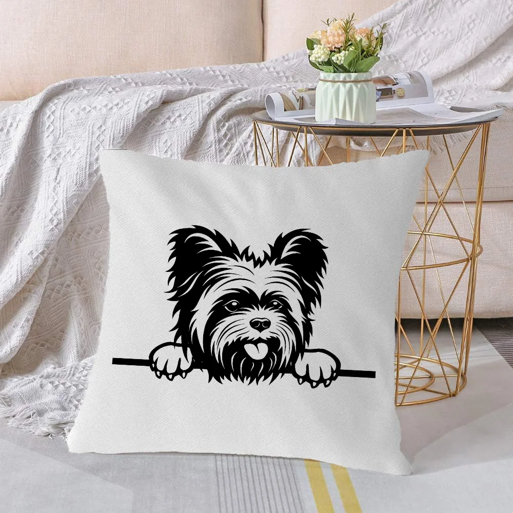 Decorative Cushions Cute Mini Yorkshire Terrier Pilow Covers Luxury Living Room Decoration Pillow Cover Personalized Gifts Home