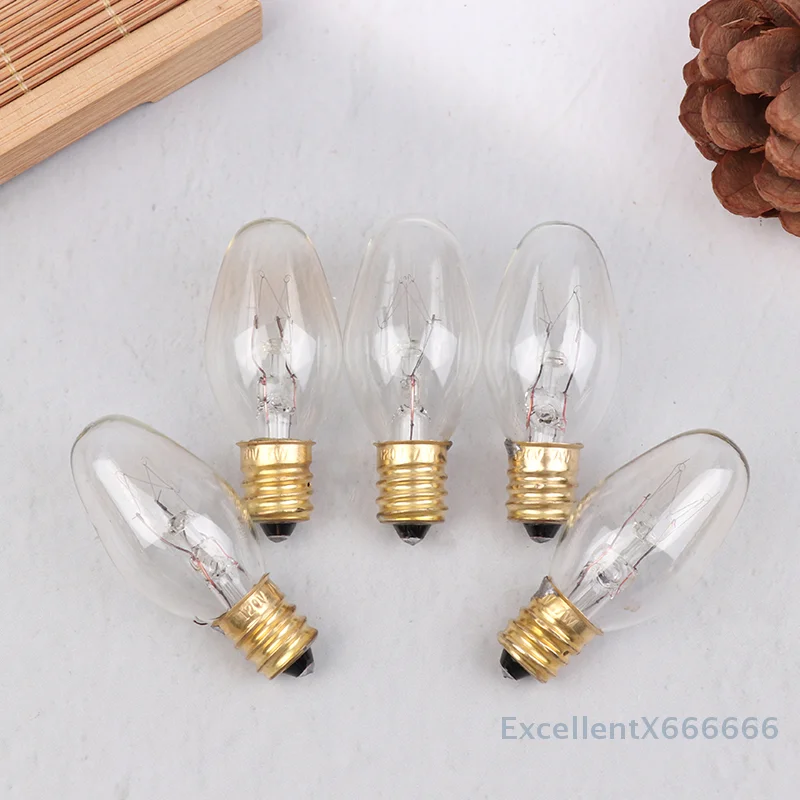 10 Buah E12 120V 7W Lampu Tungsten Bohlam Lampu Transparan Warna Kuning Hangat untuk Dekorasi Garam Rangehood Kulkas