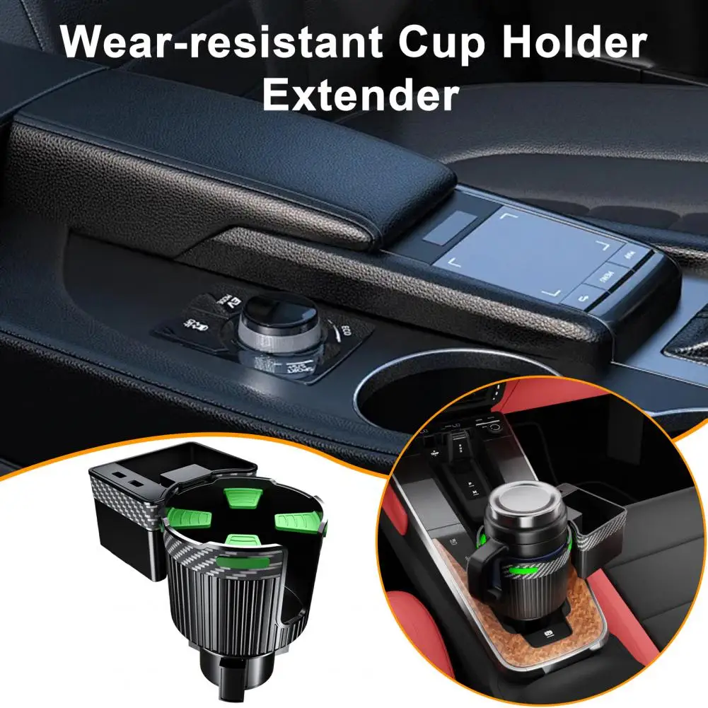 Cup Holder Phone Mount Extender 3-in-1 Car Drink Holder Extender Adapter with USB Port for SUV Pickup Trucks Vehicles