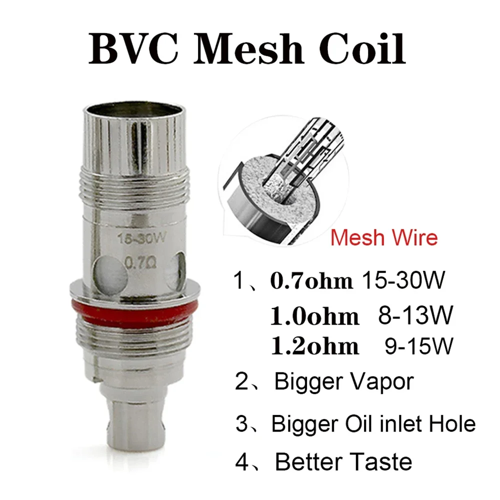 10 ชิ้น Nautile 2 วินาที BVC ตาข่ายขดลวด 0.3ohm 0.7ohm 1.0ohm 1.2ohm ตาข่ายขดลวดสําหรับ Nautilus 3 K3 ถัง MTL Zelos ชุด