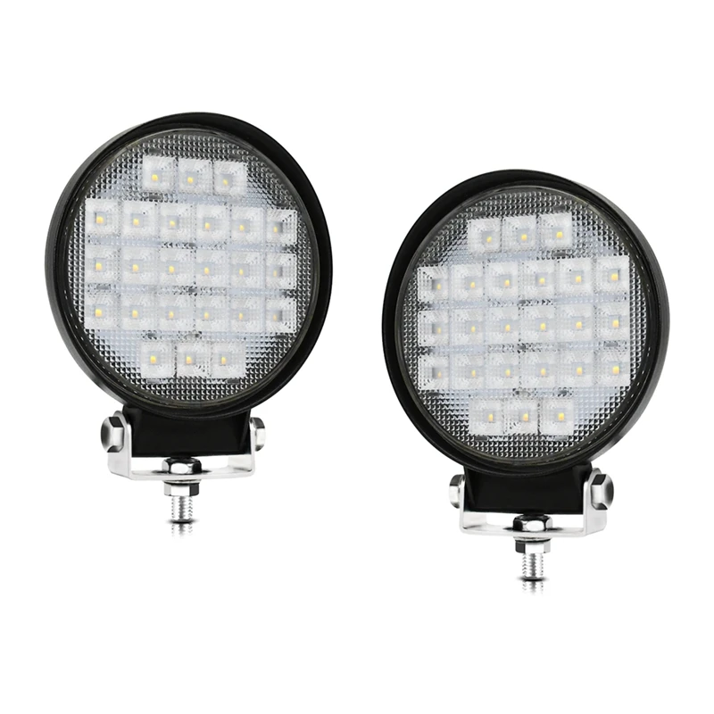 Multipurpose 72W LED Work Light, 4-Inch Round Flood Lamp 2-Pack, Suitable For Trucks, Boats, And Offroad Atvs