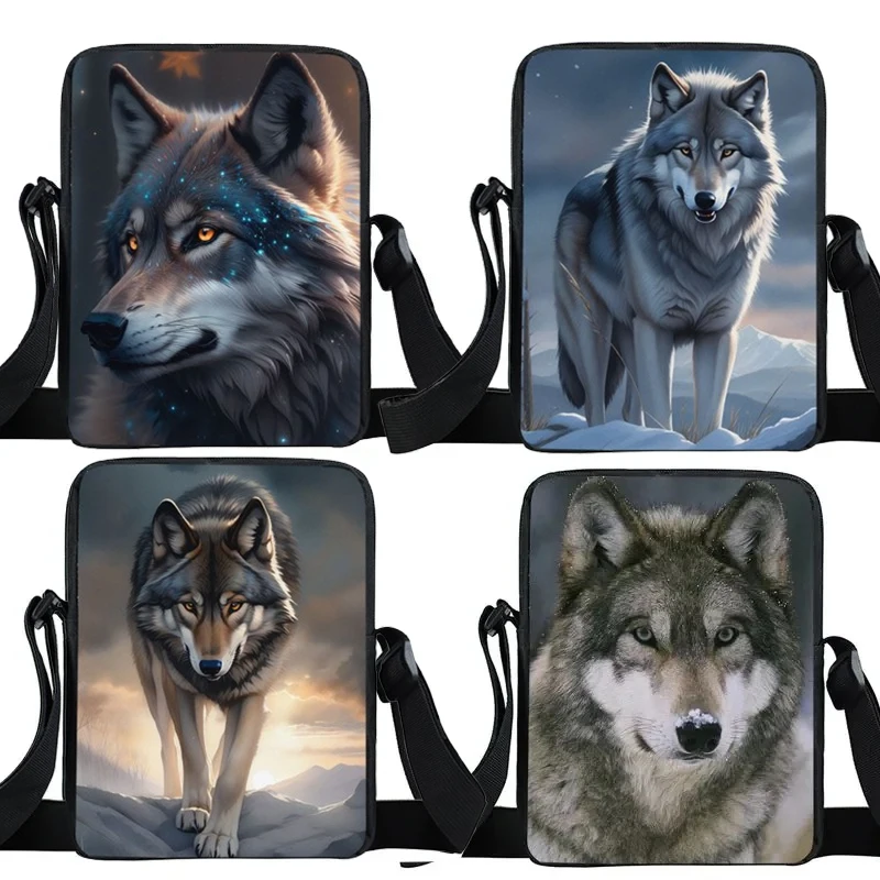 Winter Wolf Shoulder Bag Women Handbag Teenager Howling Wolf Messenger Bags Hip Hop Crossbody Bag for Travel Satchel