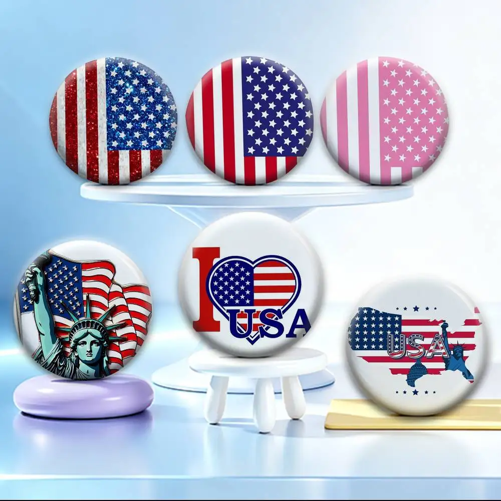 COOL U-USA America United States   Badges Creative Tinplate Button PinsBrooch Badge Clothes Backpack