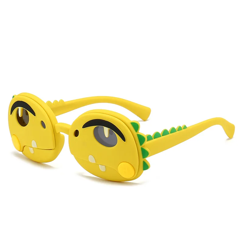 Desenhos animados óculos polarizados para crianças, Little Boy Dinosaur, Baby Toy Glasses, Silicone Sunscreen, Outdoor Traje