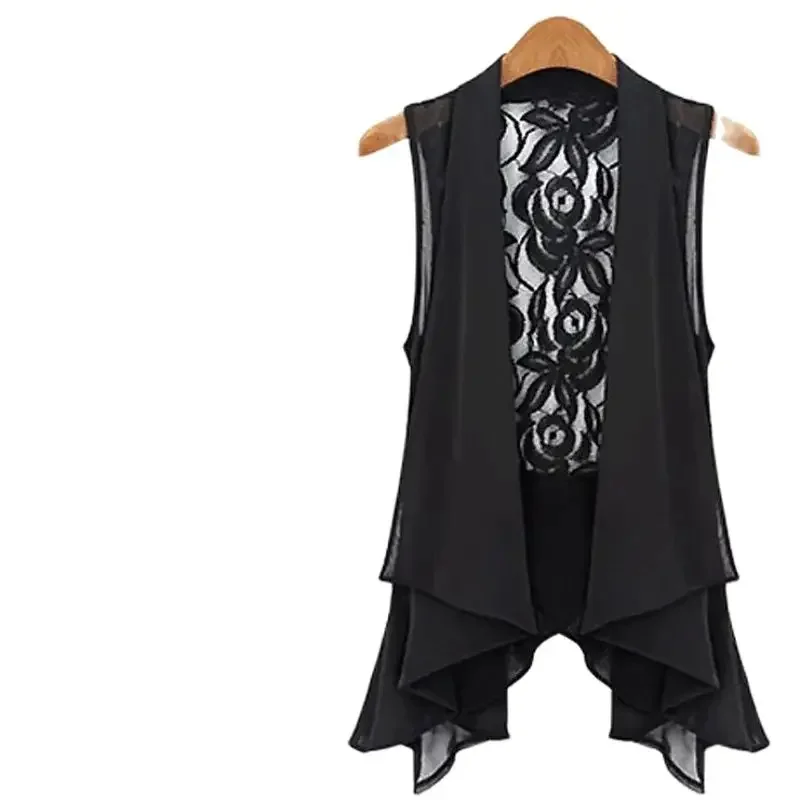 Chiffon Shirt Plus Size Women's Vest Tank Top Summer Temperament Ladies Coat Chiffon Vest Thin Sunscreen Clothing E21