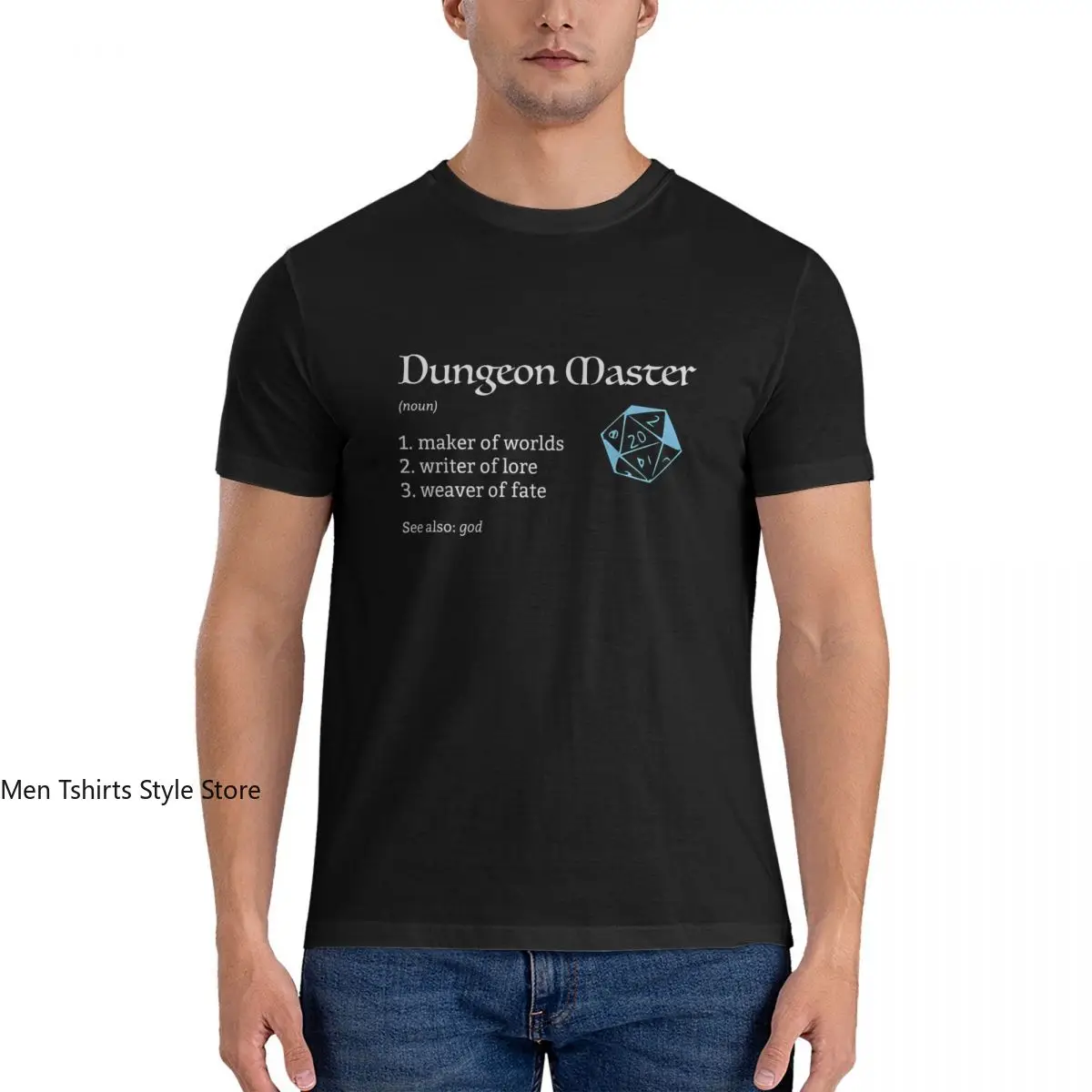 Men Cool Roll Dungeon Dragon T Shirt D-DnD Cotton Clothing Humor Short Sleeve Round Neck Tees Summer T-Shirt