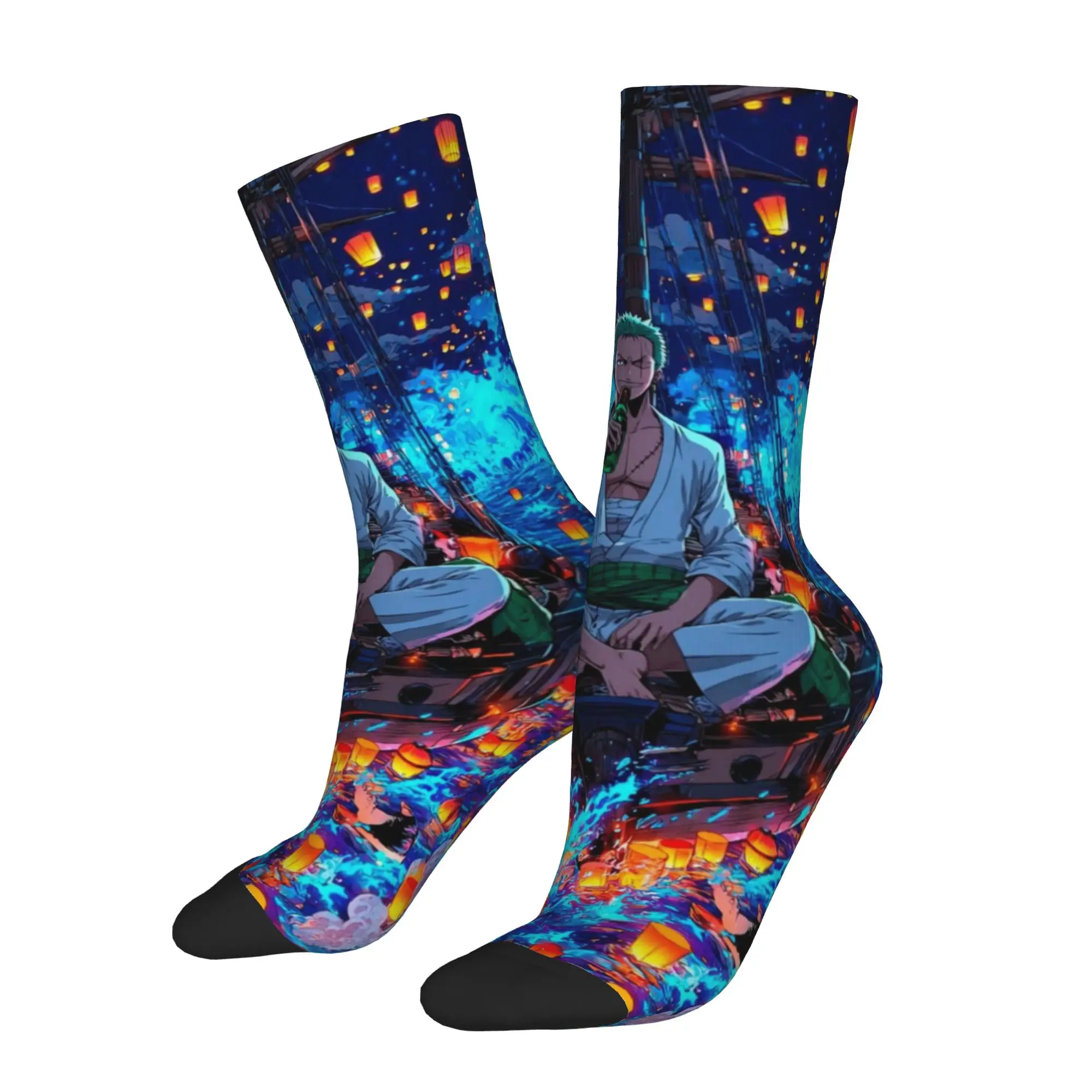 

1 Pair Funny Sock One Piece Pirate King Anime Harajuku Seamless Pattern Printed Men Socks Casual Men's Socks
