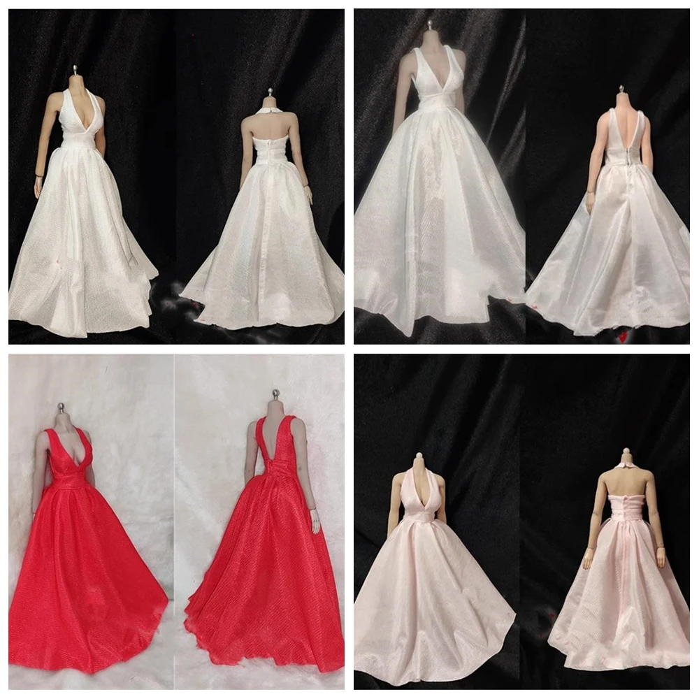 

1/6scale Female Pink white Suit Soldier Evening Dress Clothes figure Clothes Model for 12inch Action Figure Toys Suit